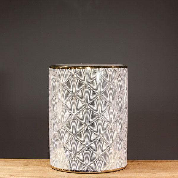 WHT/GOLD FAN DESIGN GARDEN STOOL