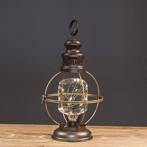 BAT/OP GLASS & METAL LANTERN