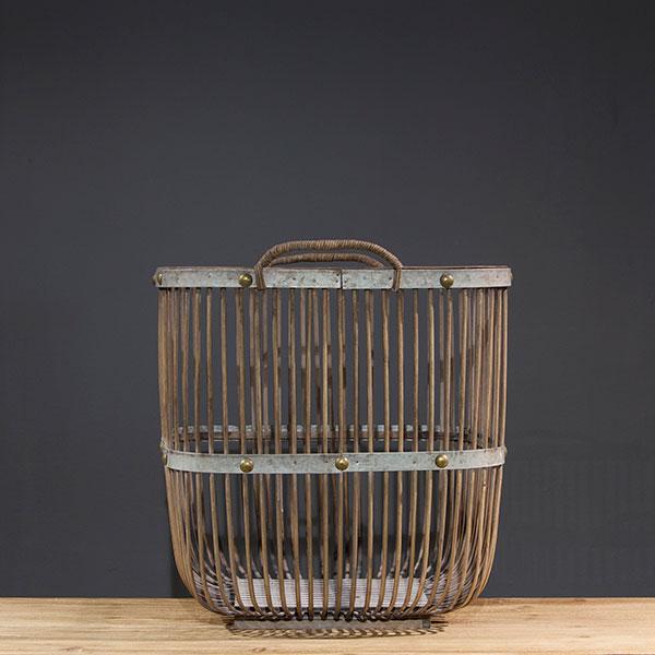 S/2 BAMBOO NAT/METAL BASKETS