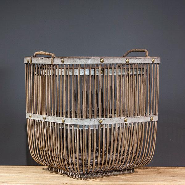 S/2 BAMBOO NAT/METAL BASKETS