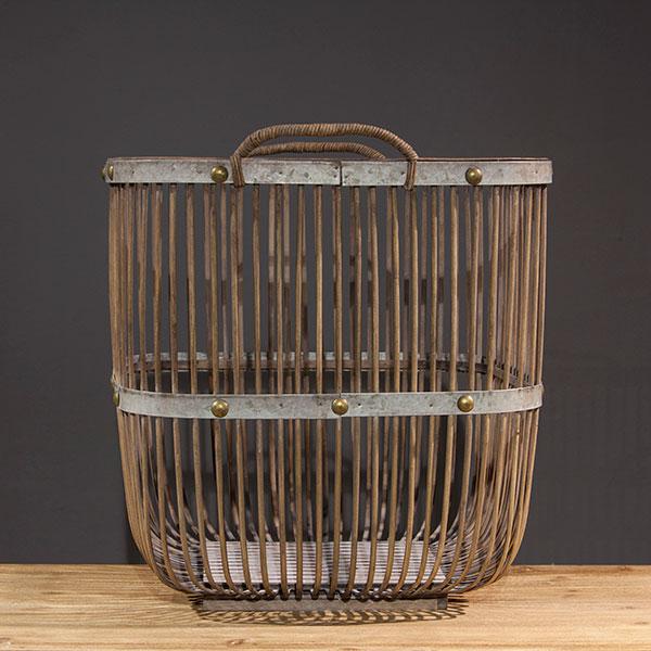 S/2 BAMBOO NAT/METAL BASKETS